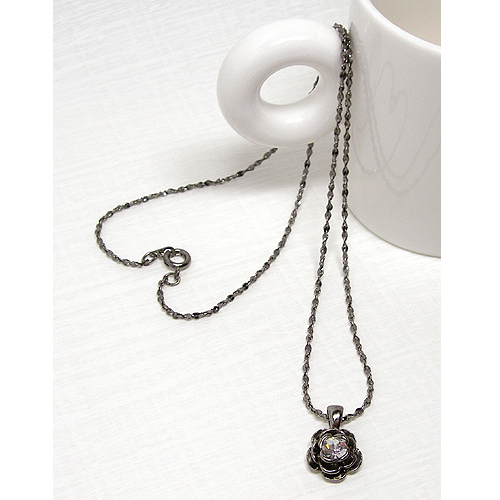 cute design~ black flower cristal cubic necklace/PB19
