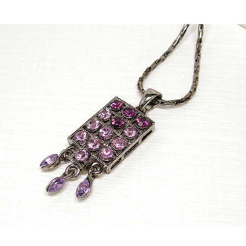 black antique ~ violet pattern cubic necklace / PF14
