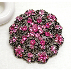 Romantic pink of queen 큐빅flower 브로치/ BR01