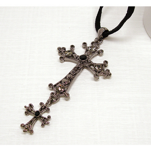 stylish 고급스런 black 십자가&amp;십자가 세무체인 목걸이 / CE01