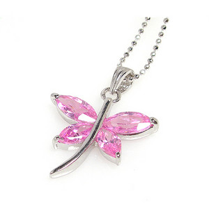 러블리 pink butterfly cubic necklace / MH01