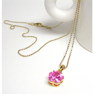 romantic twinkle-pink flower cubic necklace/ND05