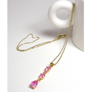 Lovely pink round-tear necklace/NG05