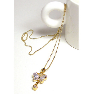 Romantic&amp;cute butterfly lavender necklace / PE02