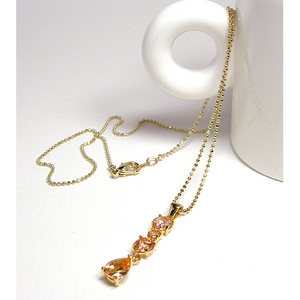 Lovely 샴페인큐빅 round-tear  necklace(G)/NK19