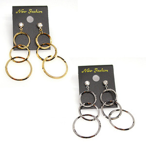 시크&amp;cute three-round cubic earring(골드,화이트)