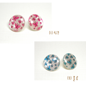 cute 나비패턴 라운드 귀걸이(핑크,블루)