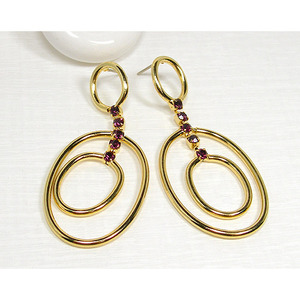 3-oval purple cubic earring(G) / PB48