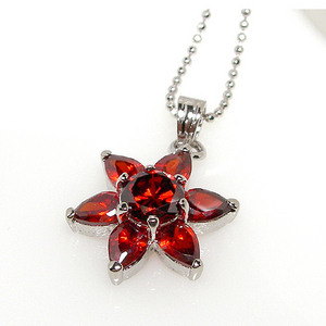 Red tango flower cubic necklace(W) /ME17