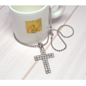 Shiny big cross white-cubic necklace/ GA05