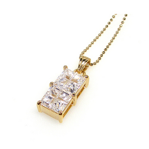 luxury&amp;simple design~ 더블 스퀘어 큐빅 necklace(G)/MJ08