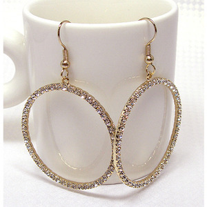 luxury circle white cubic earring(골드)