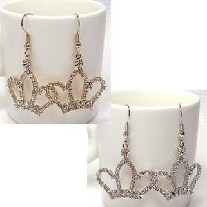 luxury white cubic crown earring(골드/화이트)