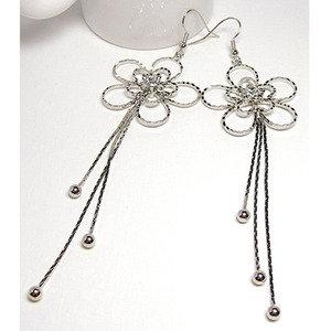 chic three flower-line cubic earring /PC04