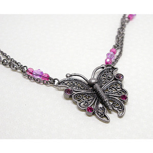 그레이-퍼플 butterfly 두줄체인 necklace / PO11